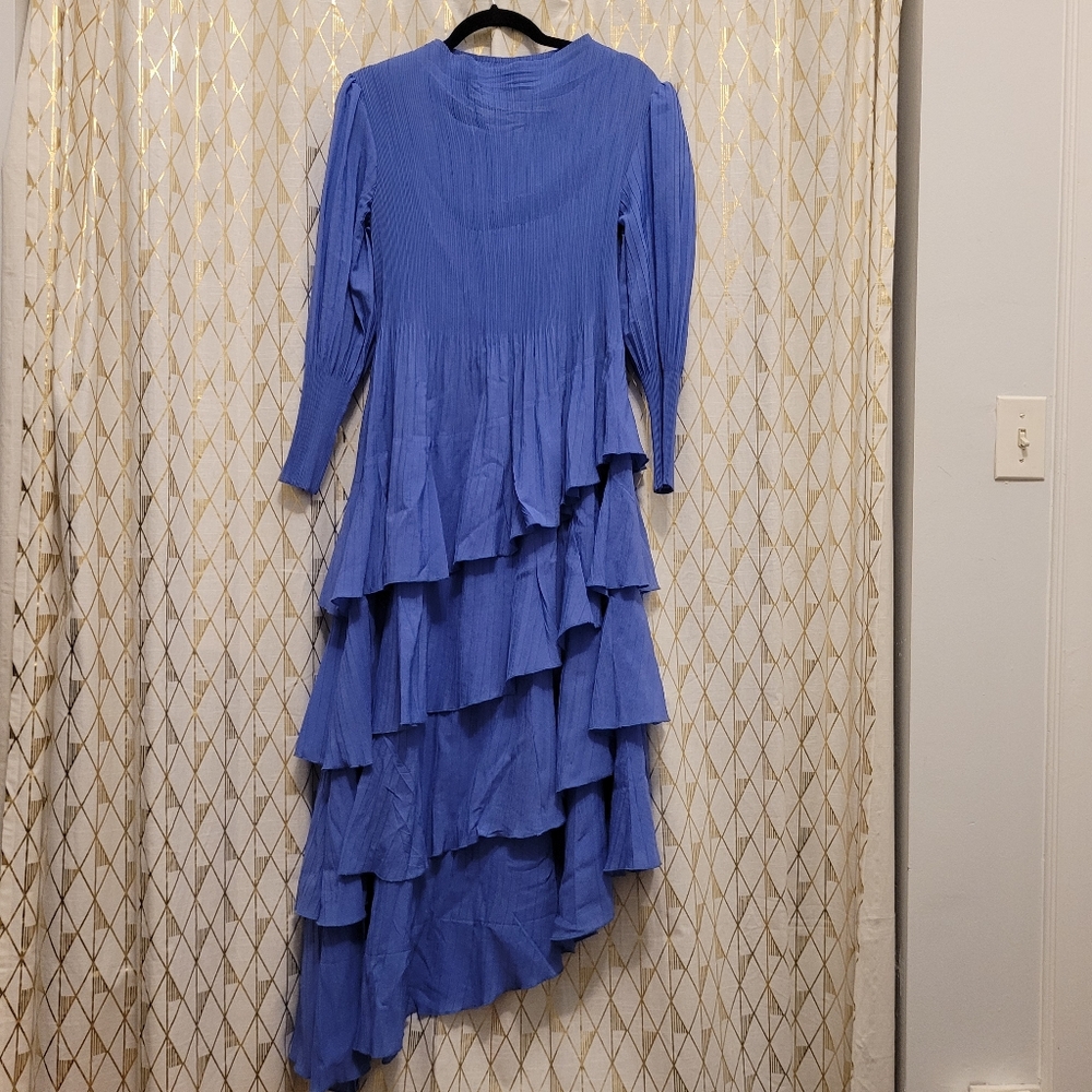 SOLD! EUC Blue tiered dress from Thailand, one size (see measurements below)